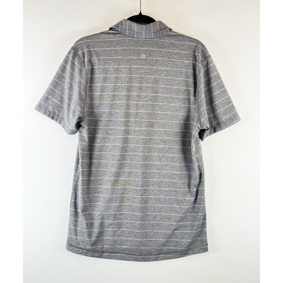 Lululemon Mens Polo Shirt Gray Evolution Short Sleeve Striped Performance Small - Picture 6 of 8